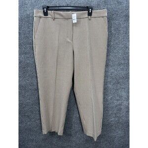 Ann Taylor LOFT The Riviera Slim Pants Womens 18 Curvy Tan Brown Plaid Gingham